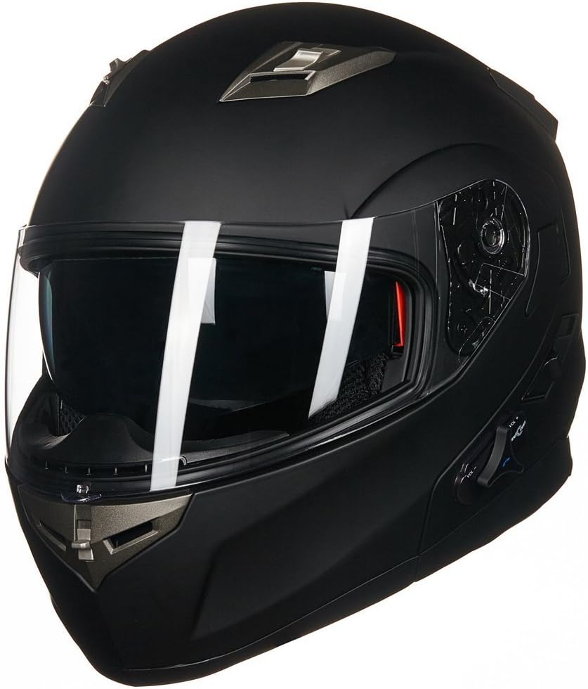 ILM - Casco de Motocicleta Modular Integrado con Bluetooth, con protección Solar para Mp3, Modelo 953/953 Pro