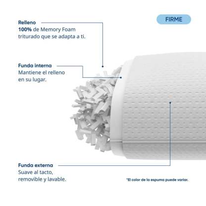 Colchón Luuna Original y 2 Almohadas Ajustables Luuna, Memory Foam, Colchón en Caja blanco Matrimonial