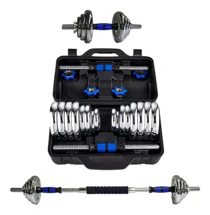 Kit Mancuernas Pesas - Barra Discos Ejercicio Gym 30kg/60lb