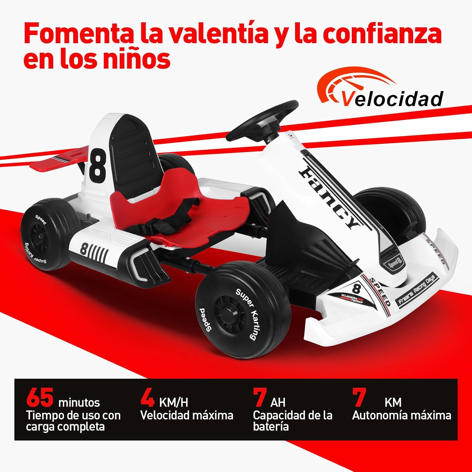 HONEYWHALE Go Kart Eléctrico para Niños con Asiento Ajustable, Modo Control Remoto, Velocidad Máxima 4km/h, Carro Electrico Niño Montable con Luz Led y Musica, Moto Electrica Infantil Niño