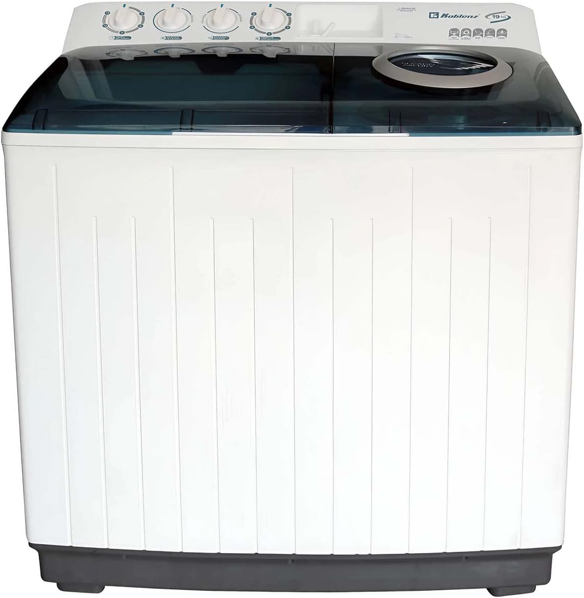 Koblenz Lavadora Dos Tinas de 22 Kg y 3 Velocidades con Secado Rápido y Lavado por Impulsor, Desagüe Manual, Timer de Lavado y Secado, Estructura de Plástico de Alta Resistencia, Blanca LDM-22B