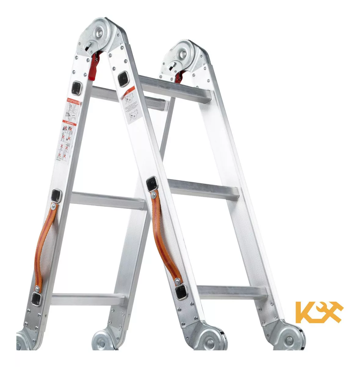 Escalera De Aluminio Multiposiciones Plegable KMEM35 Kingsman De 3.5 Metros Con 12 Peldaños Y Charolas Tipo Tijera Andamio Para 150 kg