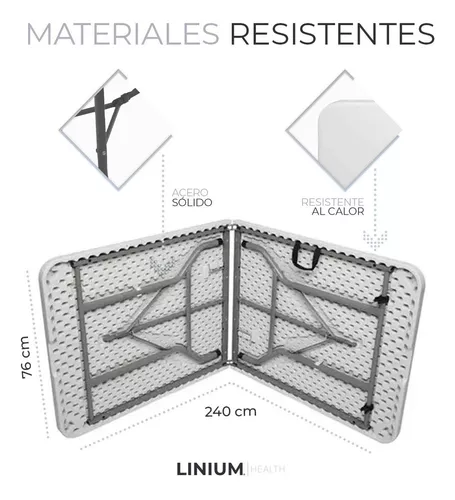 Mesa combinada plegable Linium 2,40m color blanco --- paño de limpieza