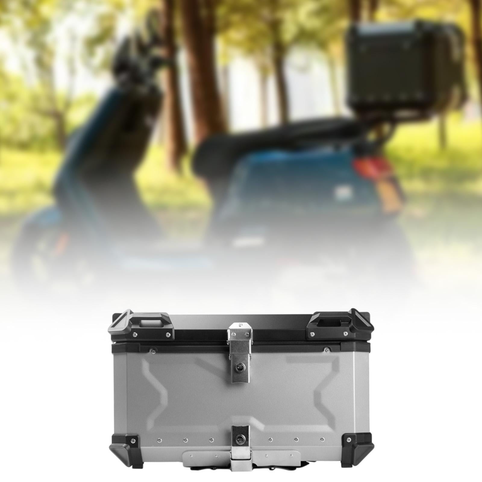 Baúl de motocicleta genérico, caja trasera, organizador de aluminio a prueba de golpes, caja para casco, baúl de almacenamiento de equipaje para 45L Plata
