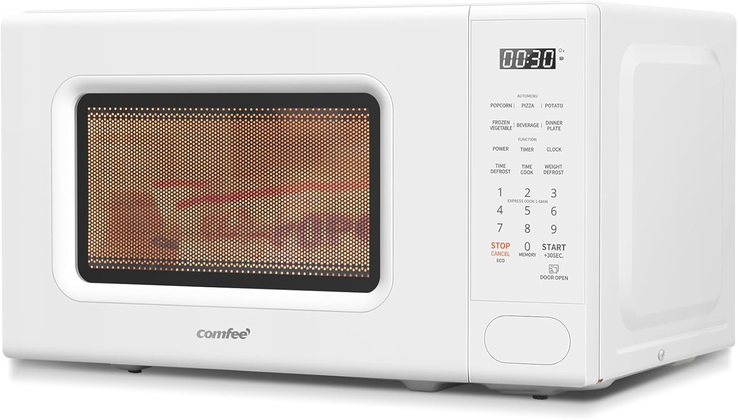 COMFEE CMO-C20M1WB - Horno de microondas para encimera, microondas pequeño de 0.7 pies cúbicos con 11 niveles de potencia, función de restablecimiento de la placa giratoria, cocción rápida,