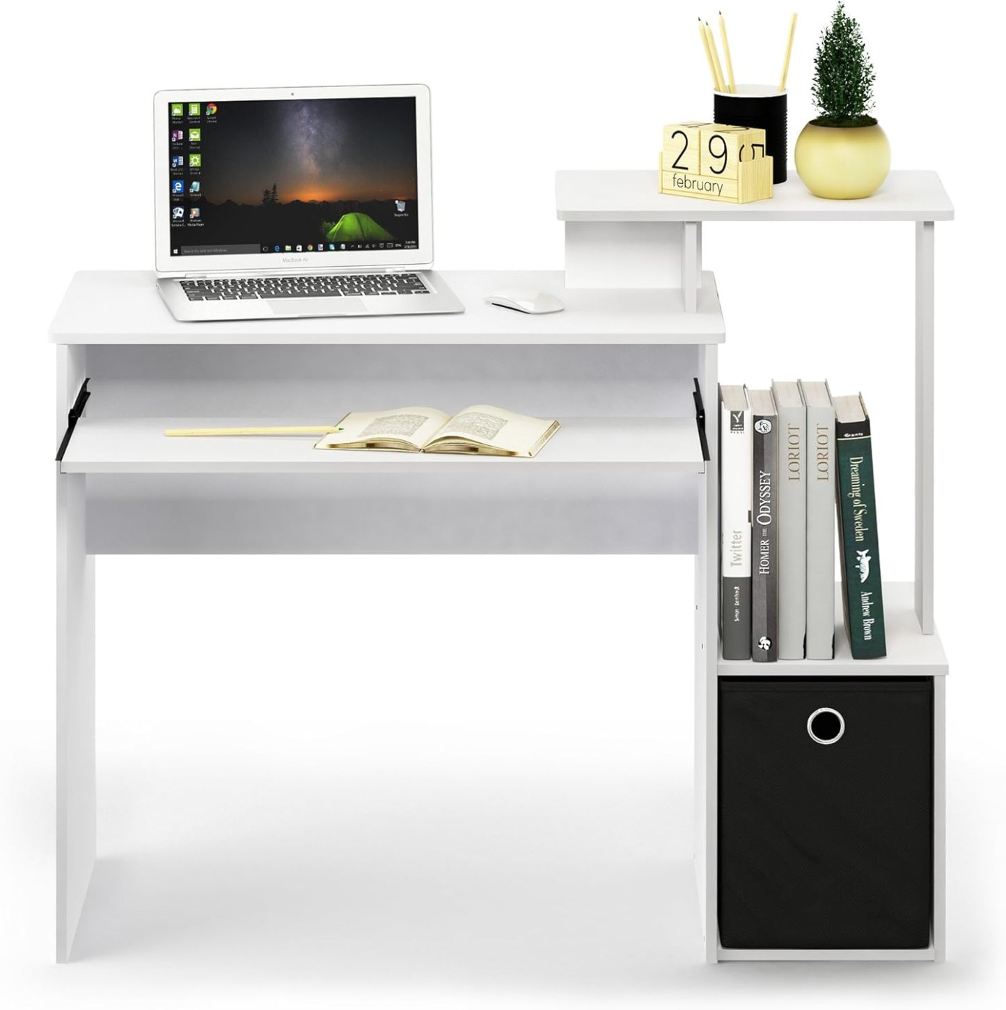 Furinno Econ - computadora Multiusos para computadora de Oficina en casa, Color Gris Roble francés