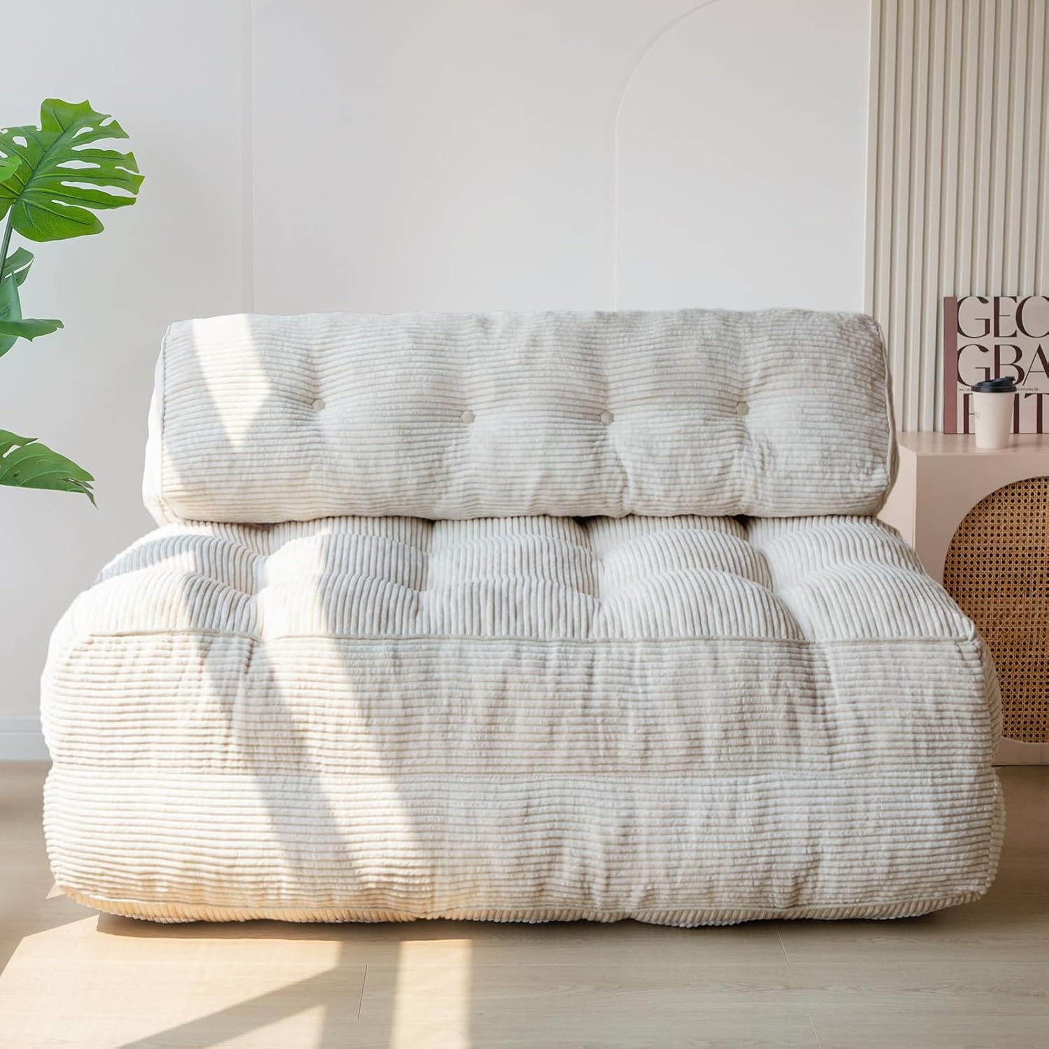 MAXYOYO Sofá Cama Plegable, Silla Convertible para Dormir con Almohada, Colchón Plegable con Soporte para la Espalda, Silla Cama Plegable Portátil Cómoda, Sofá de Piso para Sala de Estar, Recámara