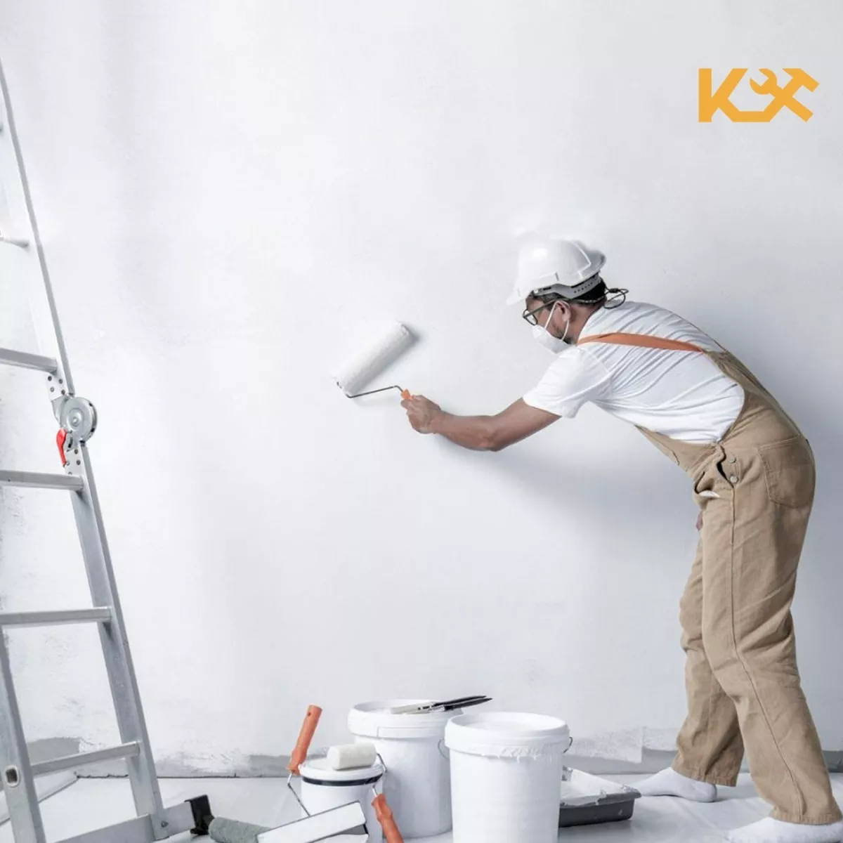 Escalera De Aluminio Multiposiciones Plegable KMEM35 Kingsman De 3.5 Metros Con 12 Peldaños Y Charolas Tipo Tijera Andamio Para 150 kg