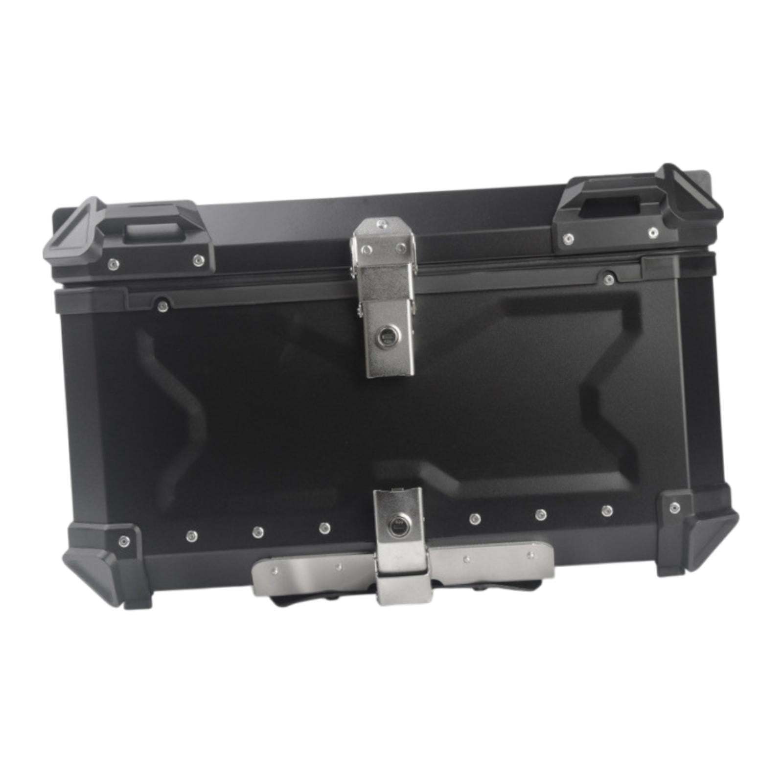 Baúl de motocicleta genérico, caja trasera, organizador de aluminio a prueba de golpes, caja para casco, baúl de almacenamiento de equipaje para 45L Plata