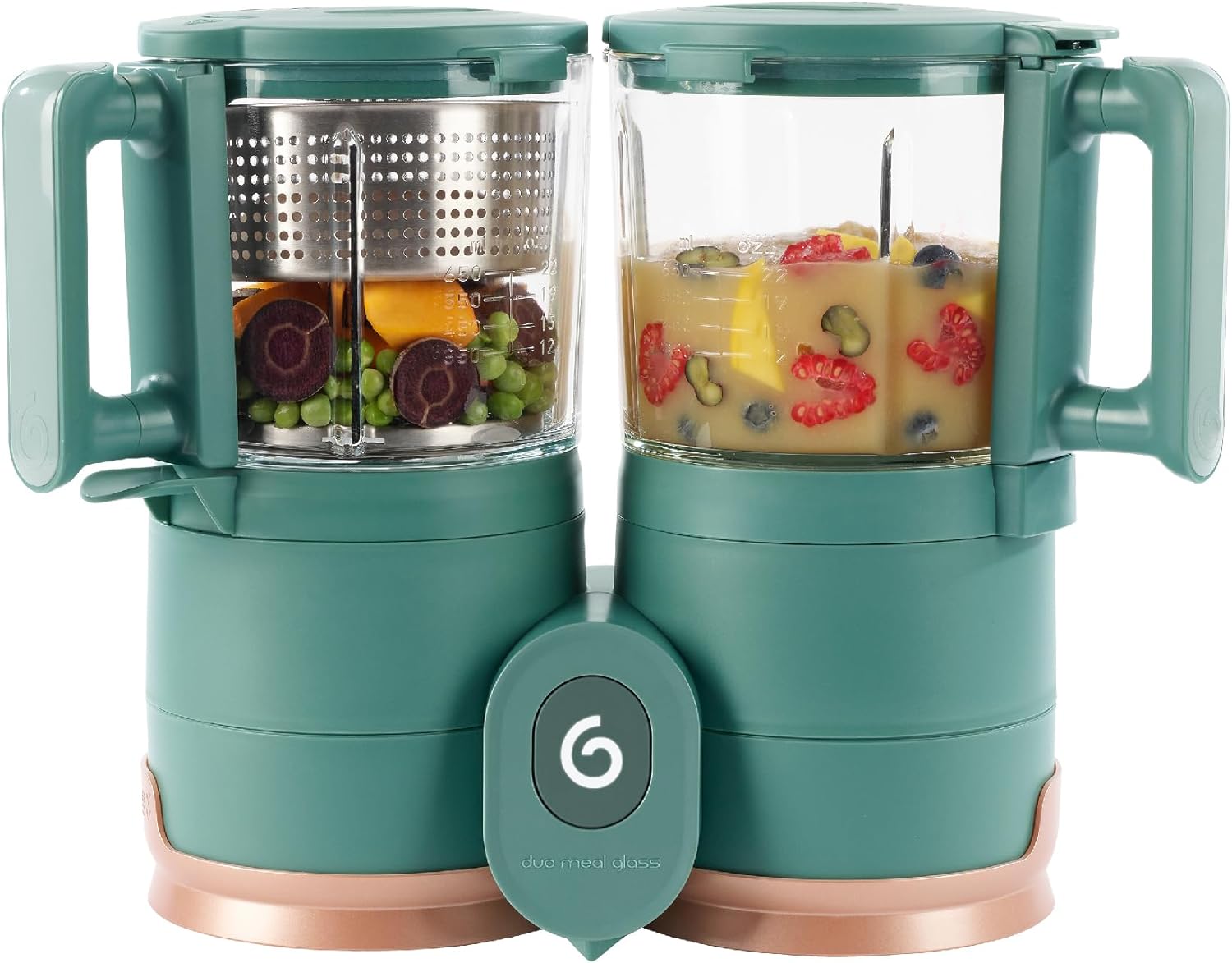 Babymoov Duo Meal 6 en 1: Procesador de Alimentos para Bebés con Vaporizador y Licuadora de Velocidades Múltiples, Calienta y Descongela (Aprobado por Nutricionistas), Gris