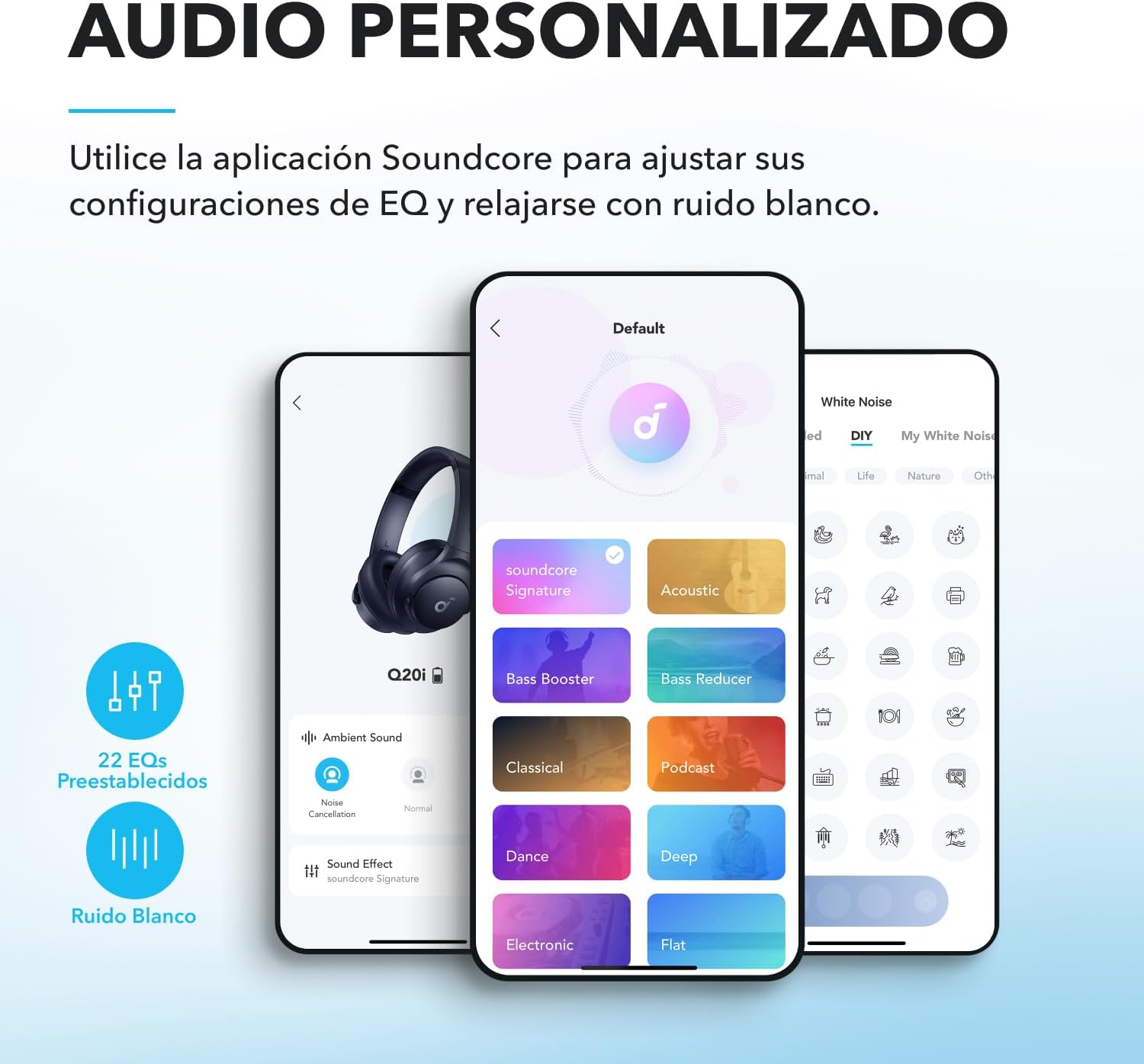 Soundcore Audífonos Inalámbricos Diadema Q20i, Cancelación de Ruido Activa Híbrida, Bluetooth, 40H ANC, Alta Resolución, Big Bass, App, Transparencia, Viajes