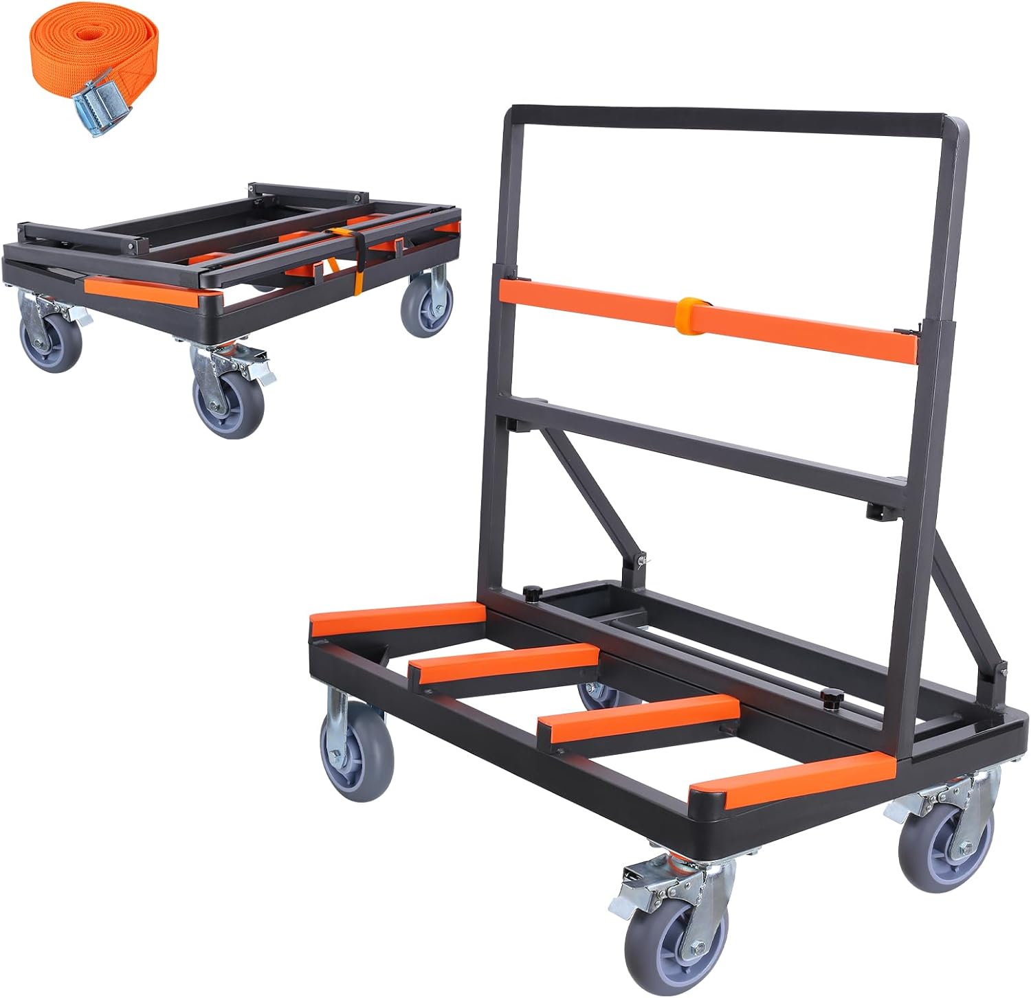 Carrito plegable para paneles de yeso, resistente, carga de plataforma de yeso de 2000 libras, carrito de panel con cubierta grande extendida, panel de madera contrachapada de madera contrachapada y