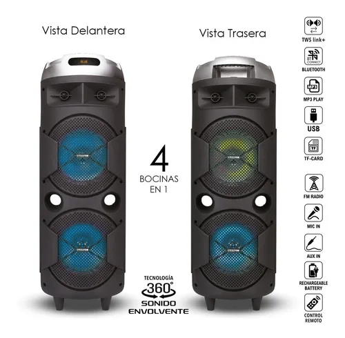 Bocina Portátil Steelpro Bazzoka 200W, Bluetooth, Karaoke,