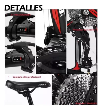 Mountain Bike Lagom Macce Mtb-058 R26 21v Bicicletas Montañas Doble Suspensión Disco Mecánico Color Negro Rojo
