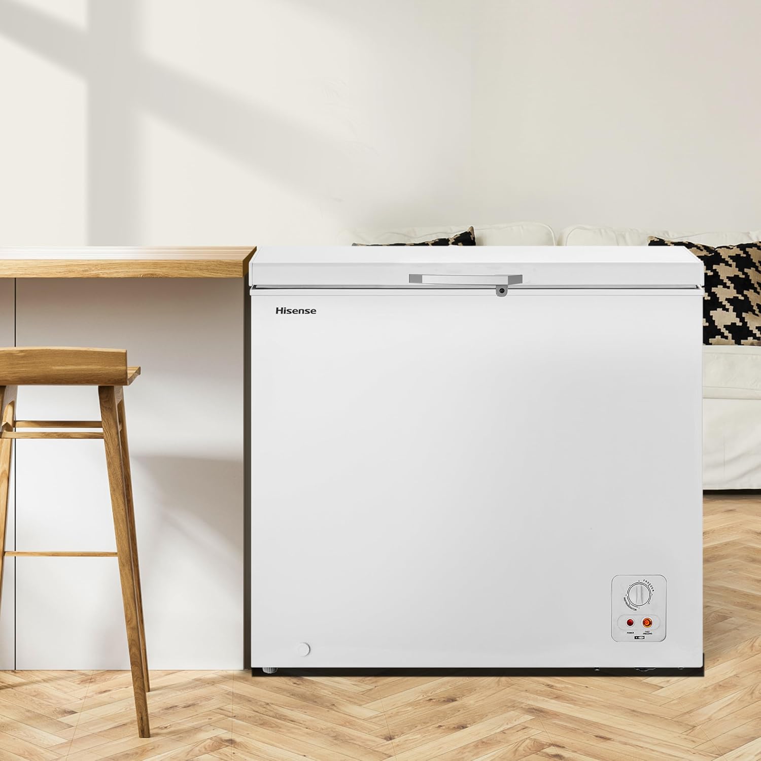 Hisense FC50D6AWX Congelador, 5 pies cúbicos, Temperatura ajustable, Fast Freeze, Cerradura de seguridad, 62x56x85cm(AnchoxLargoxAlto), Blanco