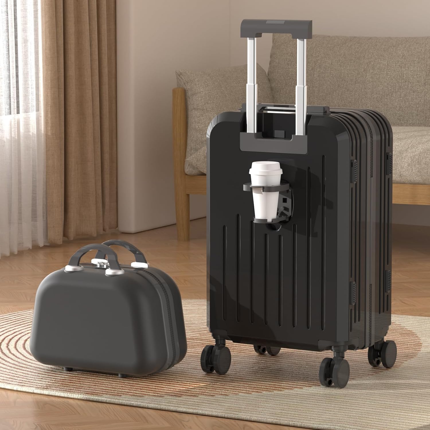 HOGESA Juego de Maletas de Viaje, Maletas de Viaje Carry On 21”, Maleta de Mano Pequeña con Ruedas Silenciosas de 360 Grados, Equipaje de Mano para Avion con Candado de Seguridad - 2 Piezas (Blanco)