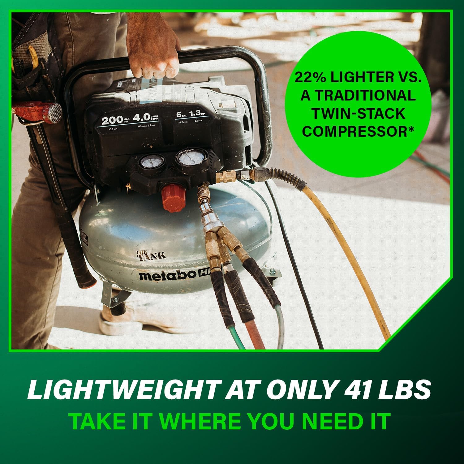 Metabo HPT Compresor de Aire | THE TANK | 200 PSI | 6 Galones | Ec914S