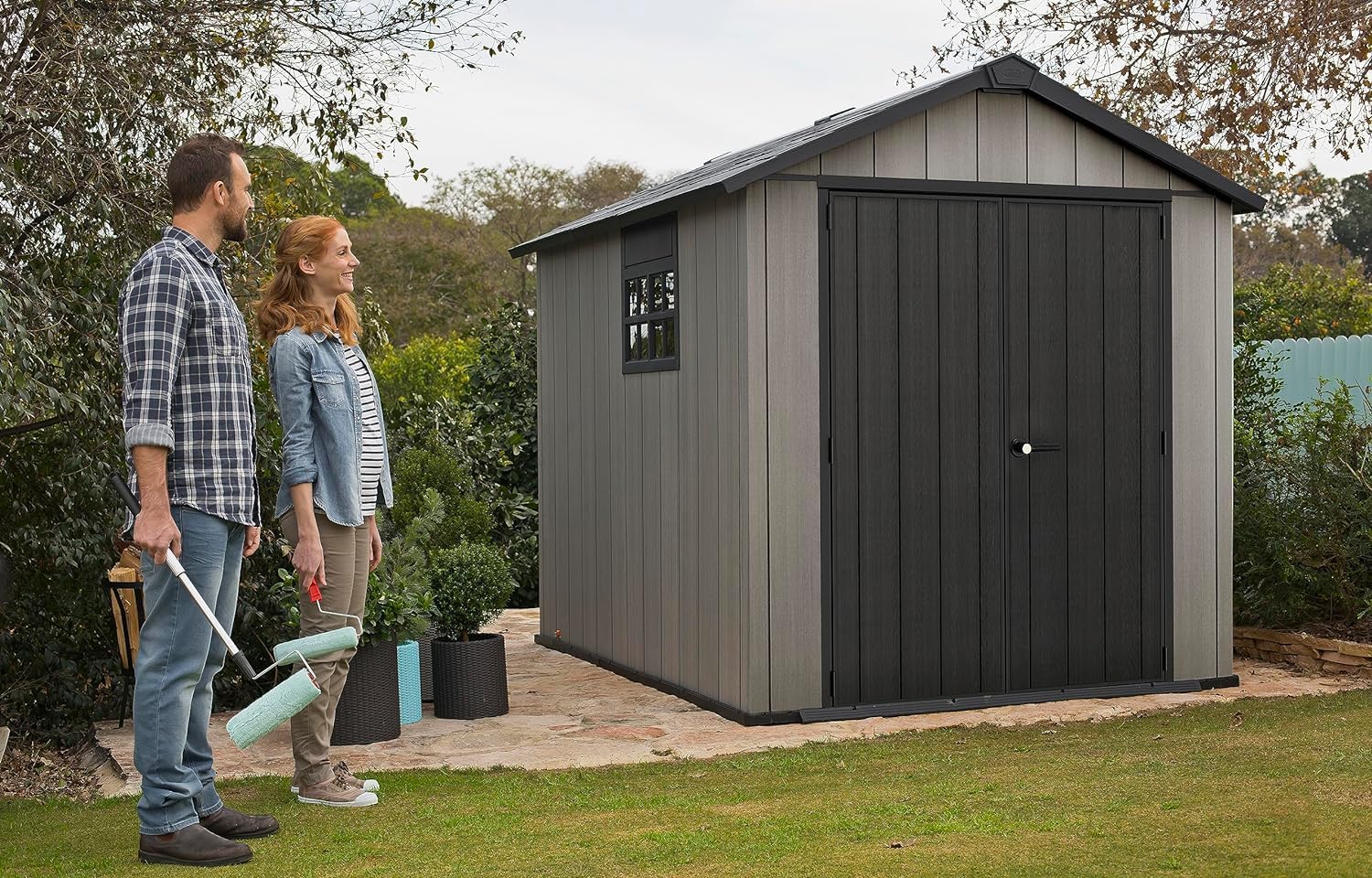 Keter Cobertizo de Almacenamiento, Oakland 759, Ideal para Jardin y Exteriores, Polipropileno, Gris