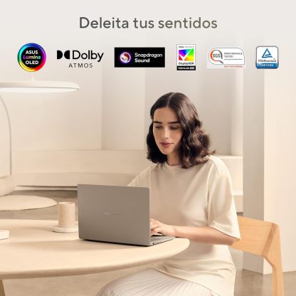 ASUS Laptop Zenbook A14/14 OLED/Snapdragon X X1 26 100/NPU hasta 45 TOPS/16GB RAM/512GB SSD/Cámara FHD con IR/Teclado Retroiluminado en Español/Funda(Garantía y Servicio en México)