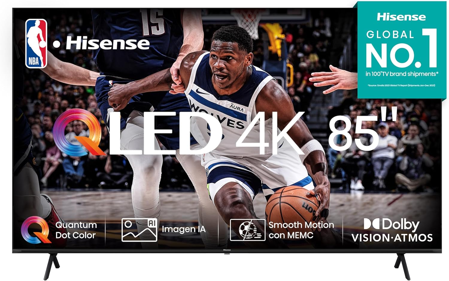 Hisense Pantalla QLED de 43" 43QD6N Google TV Works with Alexa 2024