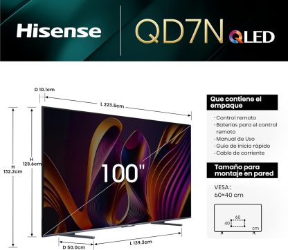 Hisense Pantalla QLED de 43" 43QD6N Google TV Works with Alexa 2024