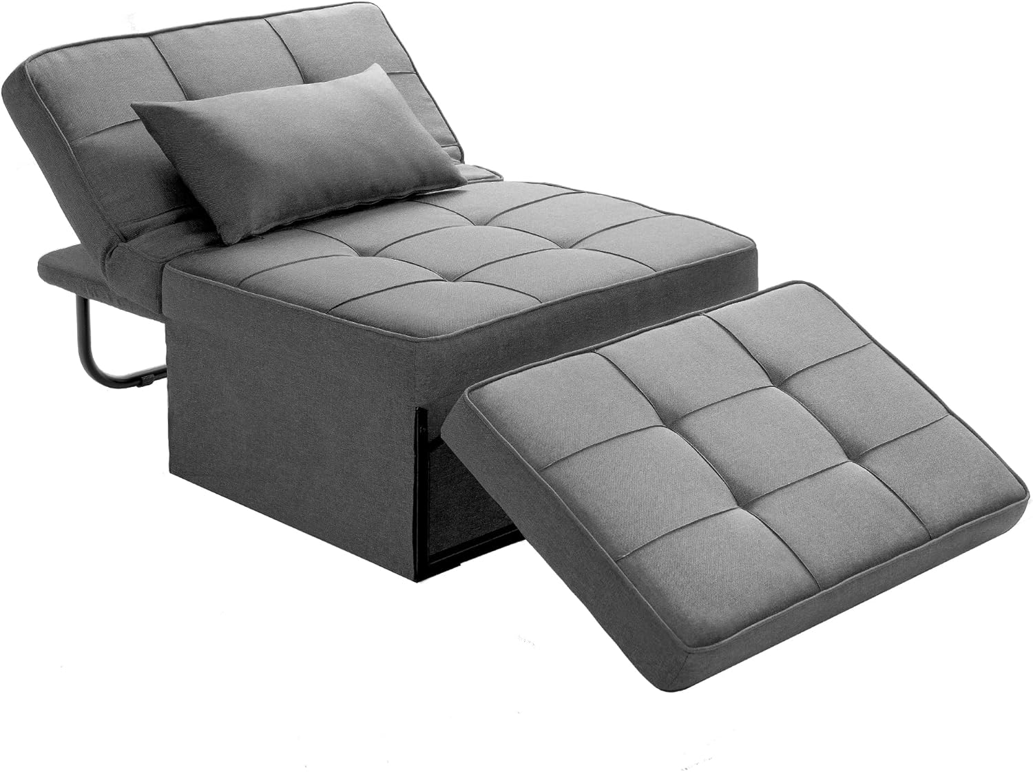 Sofá Cama, Cama otomana Plegable multifunción 4 en 1, Moderna Silla Convertible con Respaldo Ajustable, para Sala de Estar, Departamento pequeño, Gris Claro