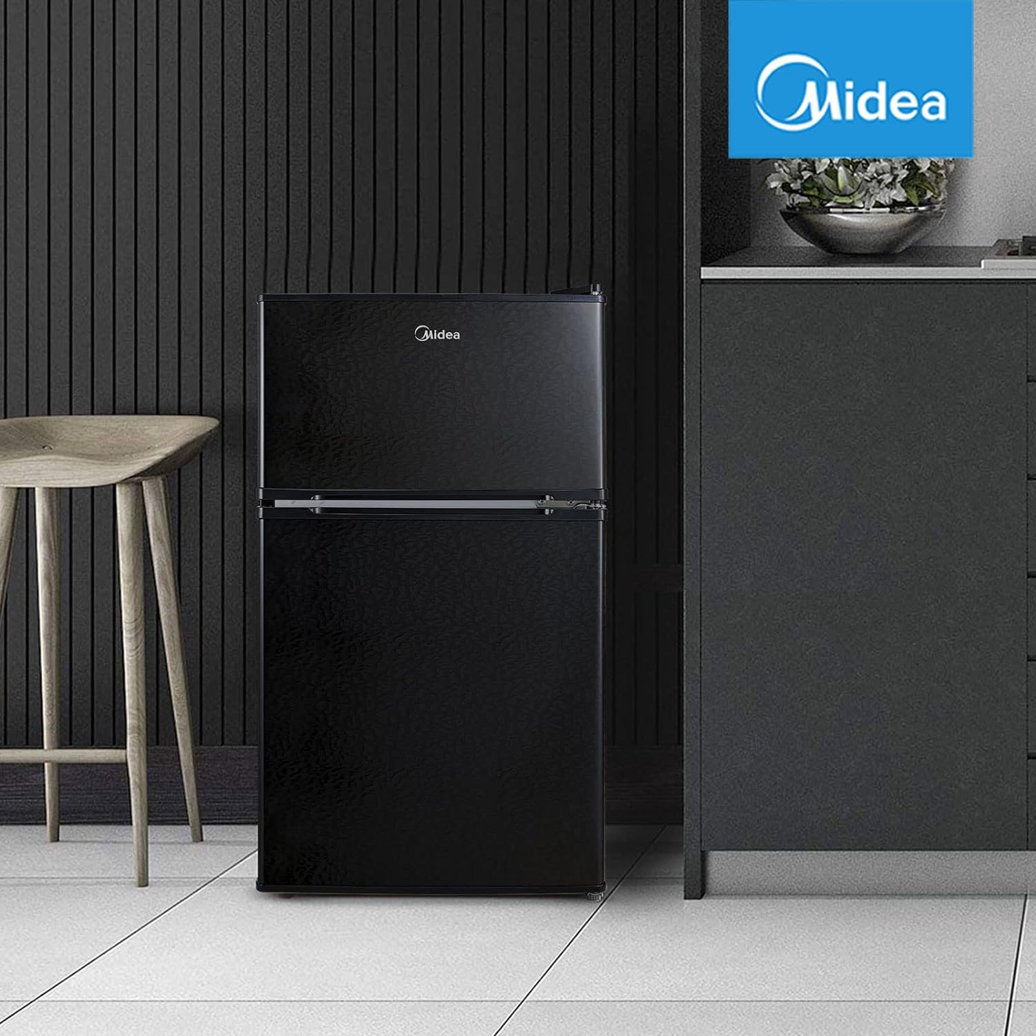 Midea WHD-113FSS1 Refrigerador compacto, 3.1 pies cúbicos, acero inoxidable
