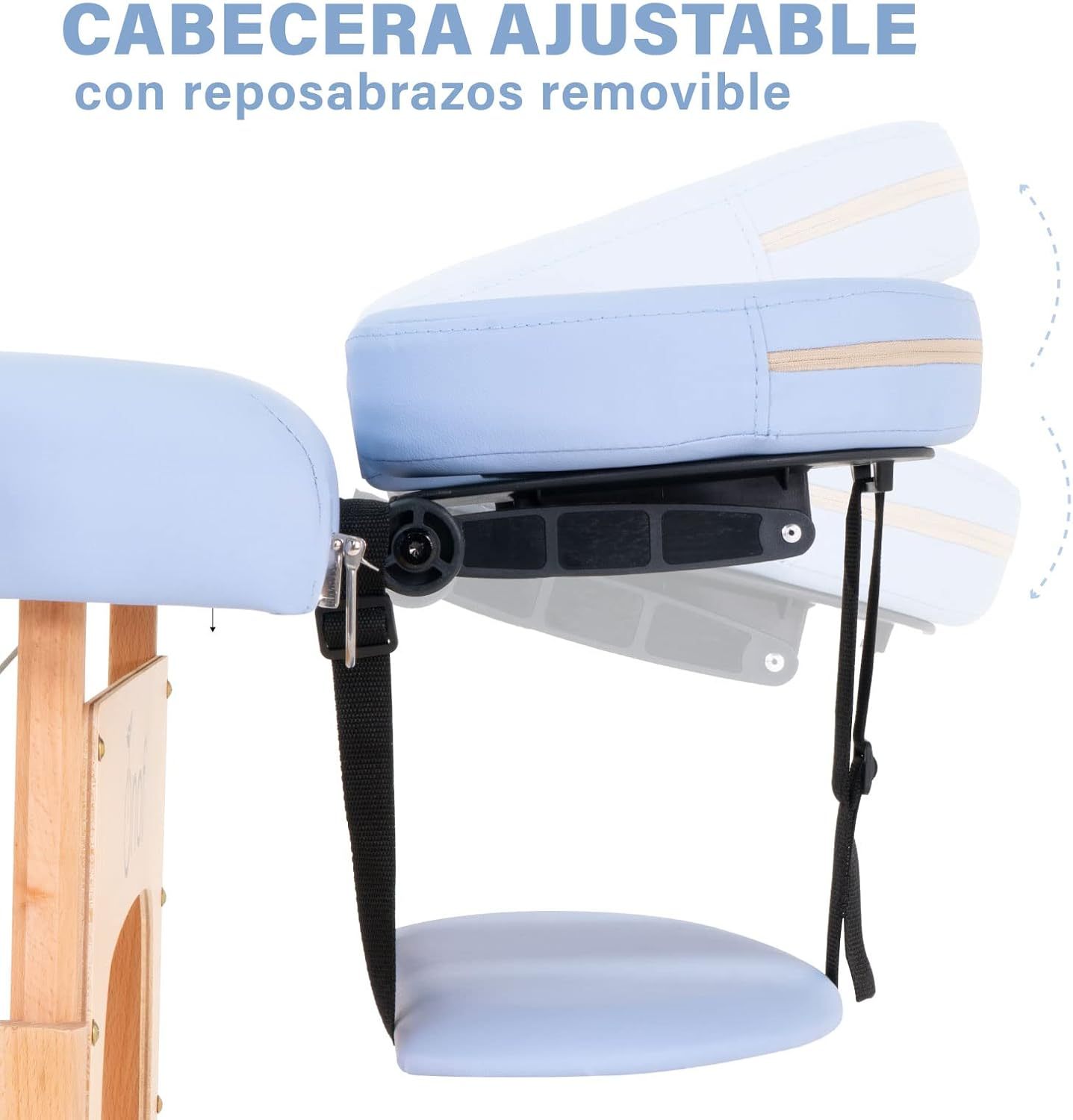 Onof Cama de Masaje Plegable de 3 Secciones y 8 Niveles de Altura Ajustable con Estuche Portátil para Uso Profesional Fisioterapia SPA Tatuajes Facial (Azul Maya)
