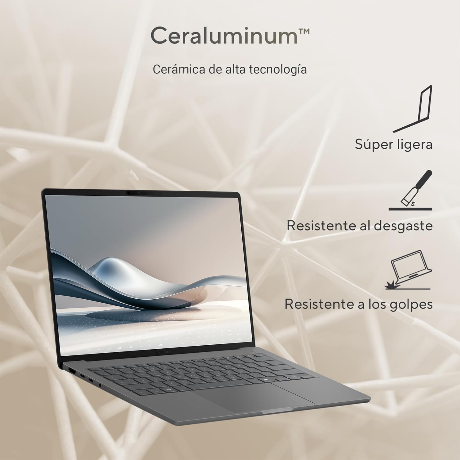 ASUS Laptop Zenbook A14/14 OLED/Snapdragon X X1 26 100/NPU hasta 45 TOPS/16GB RAM/512GB SSD/Cámara FHD con IR/Teclado Retroiluminado en Español/Funda(Garantía y Servicio en México)