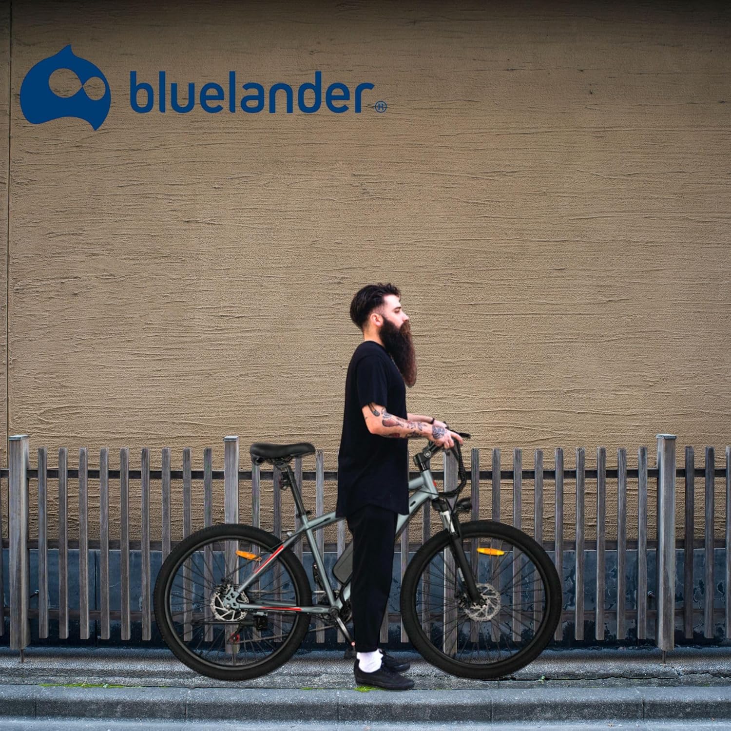 Bluelander Bicicleta Eléctrica para Adultos, Bicicleta Electrica Rodada 26, Velocidad Máxima de 32 km/h, 7 Velocidades, Potencia del Motor de 36 V/350 W, Pantalla, Frenos de Disco