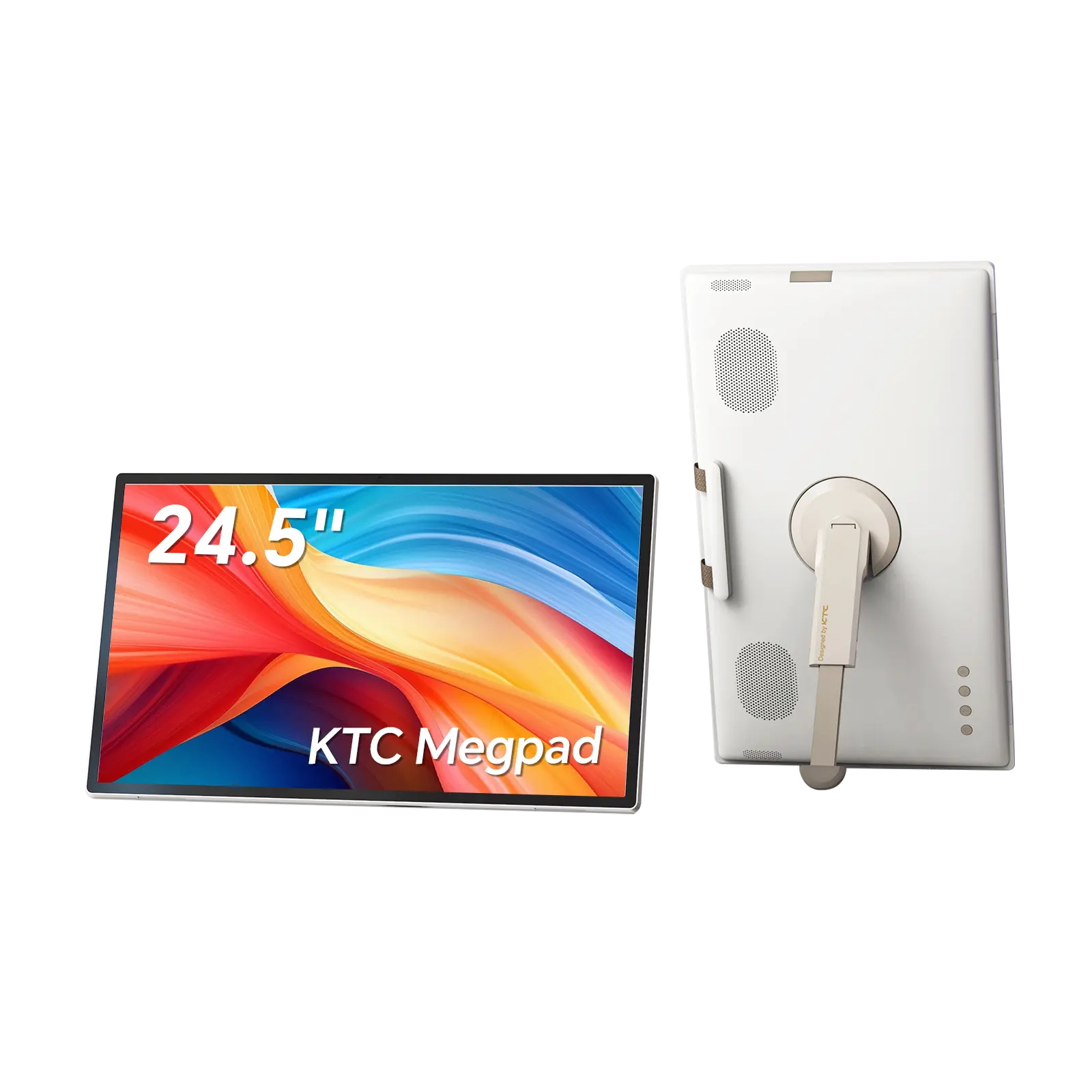 KTC MegPad A25Q5 — Monitor HD táctil de 25'' (Smart TV portátil), Dispositivo tecnológico, CPU Qualcomm de 8 núcleos, 8 GB + 128 GB, Sistema operativo Android 14, Certificación EDLA, Cámara de 8 MP, Altavoces 2x8W + 2x4W, Control remoto, Batería integrada