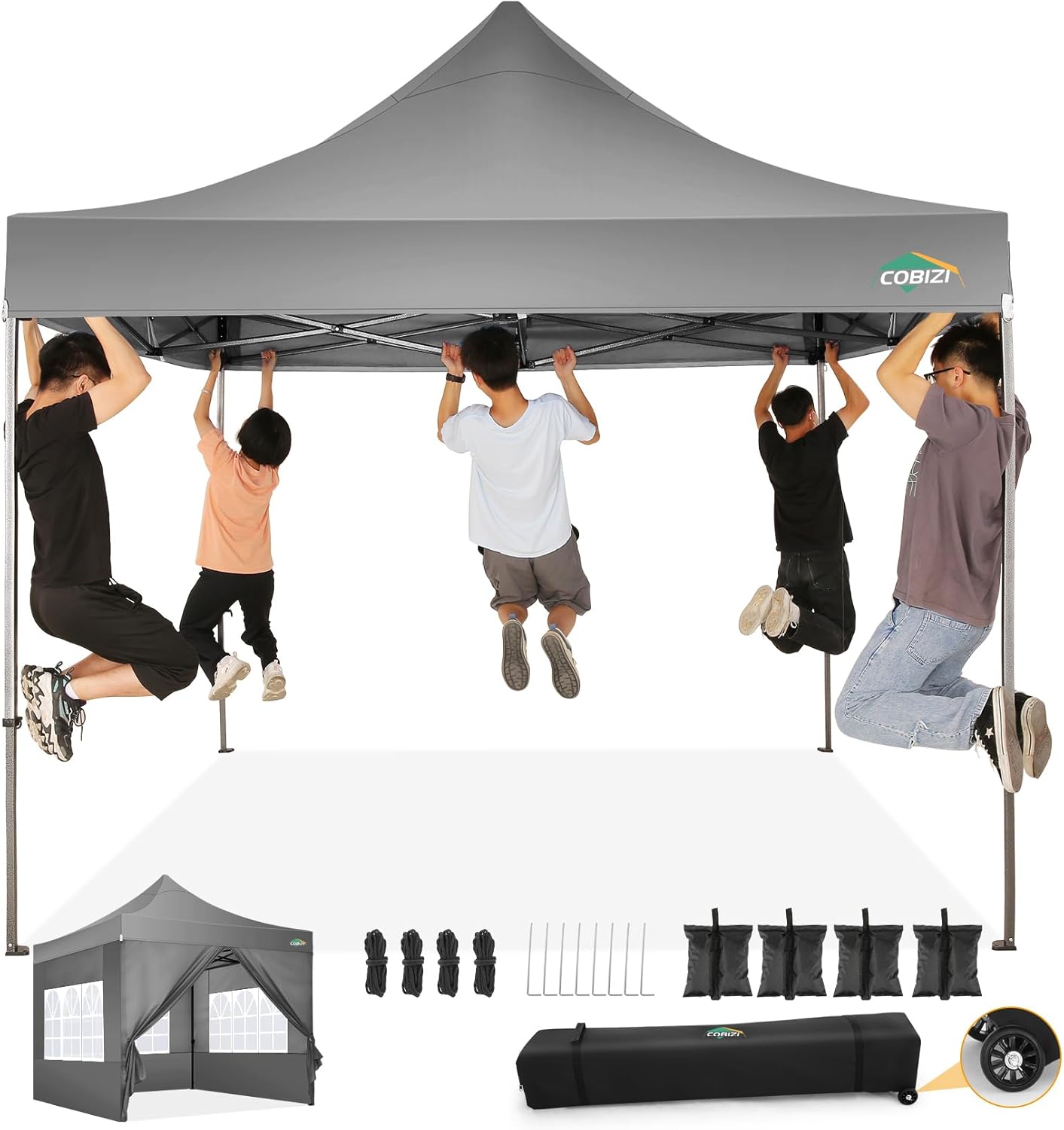 COBIZI - Toldo desplegable de 10 x 20 Pulgadas con 6 Paredes Laterales, toldo Impermeable para Eventos al Aire última intervensión, UPF 50+ cenador portátil para Fiestas, Playa, Camping, Boda,