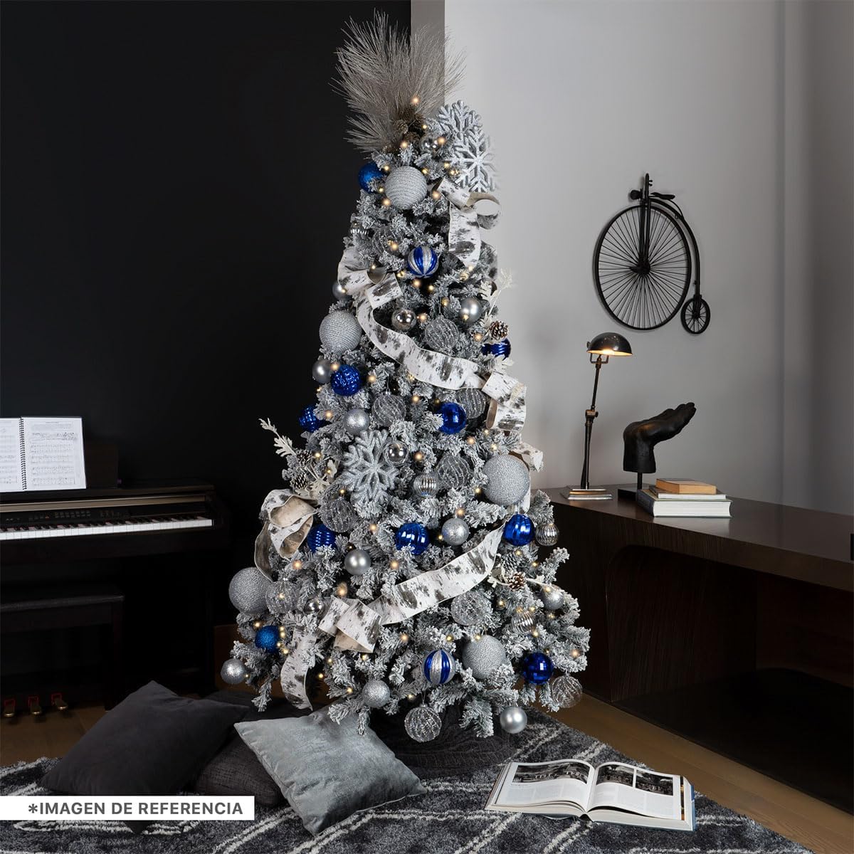 ESQUIMAL Árbol de Navidad Frondoso con Ramas Escarchadas, Pino Navideño (Rosa Nevado, 2.2 m)
