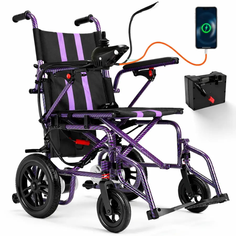 Silla de ruedas eléctrica para adultos, plegable, con doble motor de 360 ​​W, autonomía de hasta 15 millas, velocidad máxima de 4 MPH y capacidad de carga de hasta 286 libras.