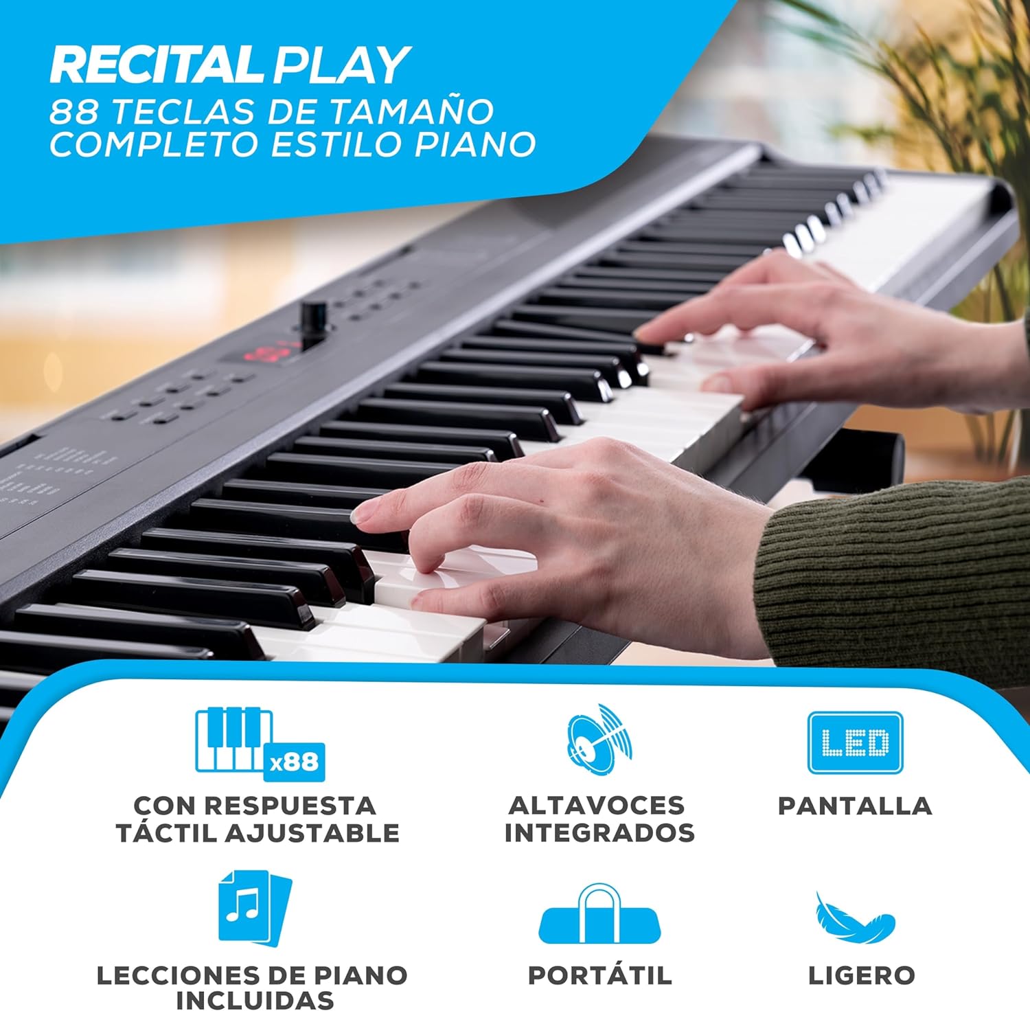 Alesis Melody 61 - Piano eléctrico con 61 teclas, Teclado Musical con altavoces, audífonos, micrófono, soporte para piano, atril y taburete