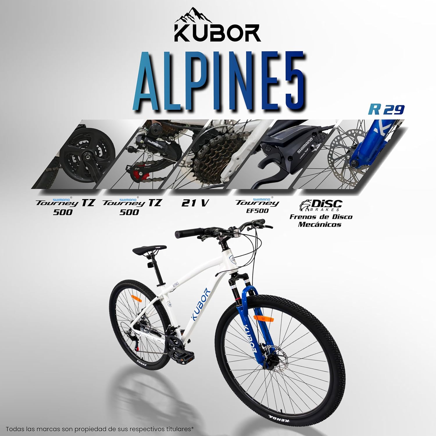 KUBOR Bicicleta de Montaña Rodada 29 21 Velocidades Alpine5