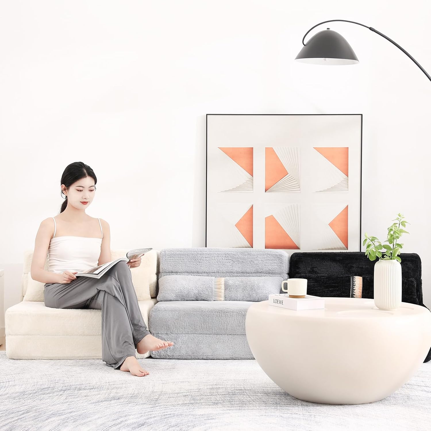 Tiita - Sillón de futón, tamaño individual, sofá cama plegable con almohada, colchón de piso y futón para sala de estar, recámara, uso de invitados, departamento