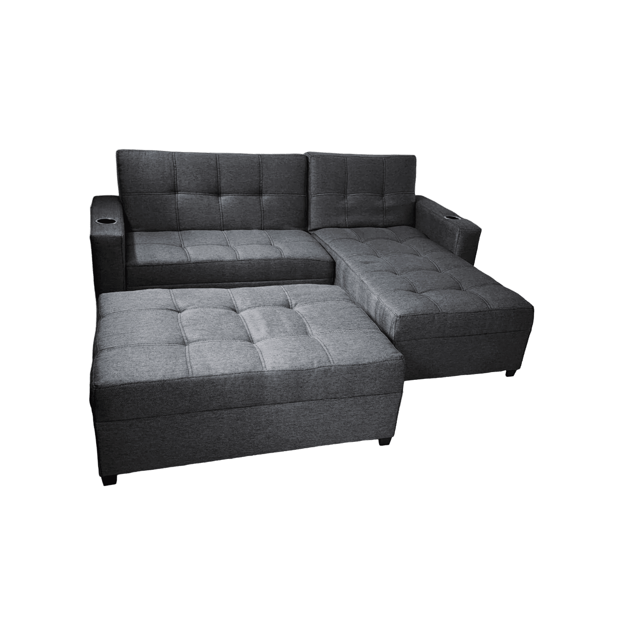 Sofa Cama King Size Tapatios Muebles Tela Oslo Oxford con Portavasos 3 Posiciones