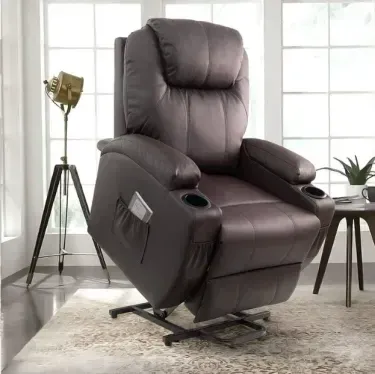 Silla reclinable de piel sintética con función de masaje y calefacción-taza