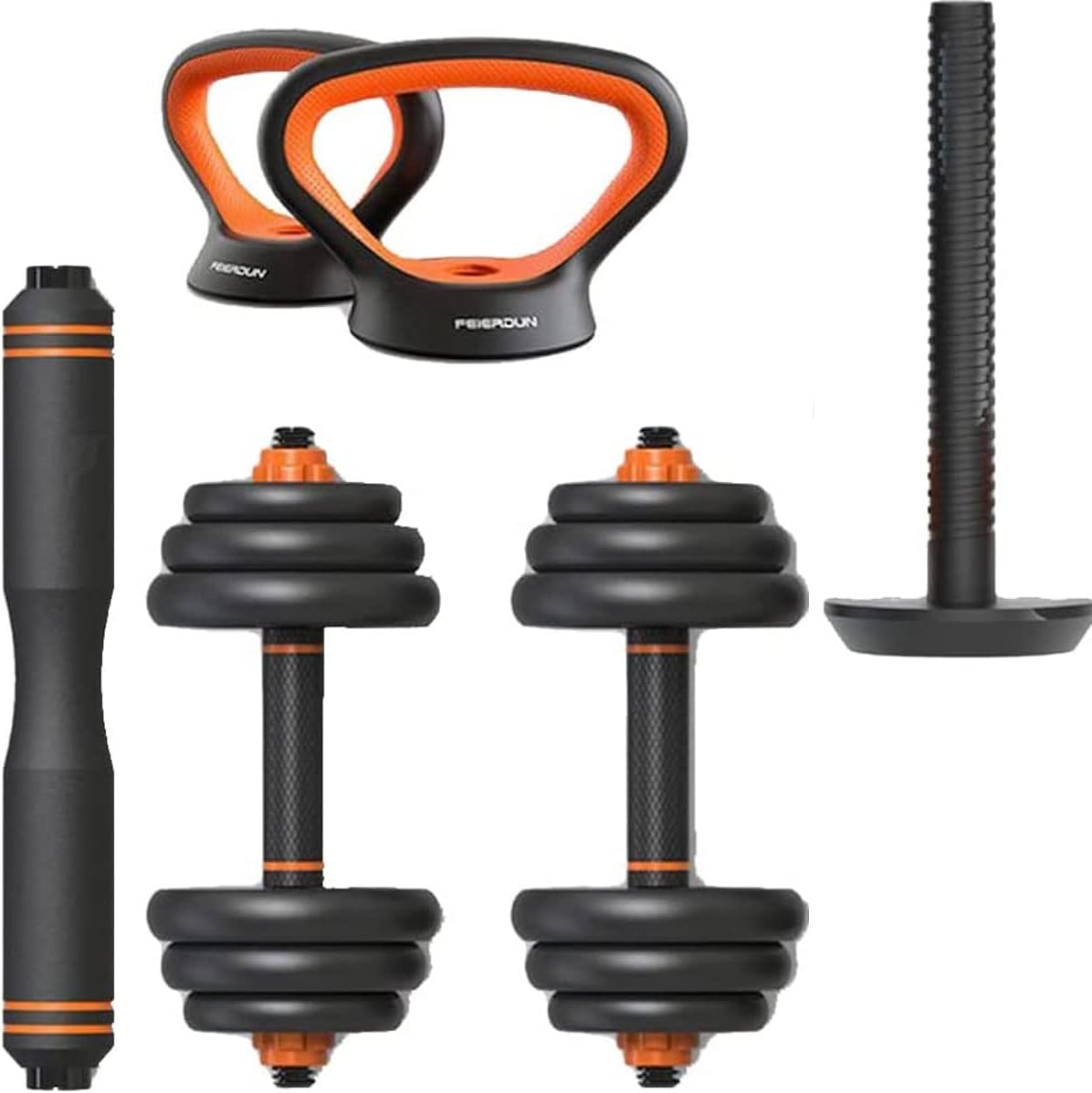 Kit de Mancuernas Brandtrendy 6 en 1 Ajustable – Pesas Rusas, Barra y Discos para Entrenamiento en Casa y Gimnasio – Diseño Compacto y Seguro, Ideal para Rutinas Completa de Fuerza y Resistencia
