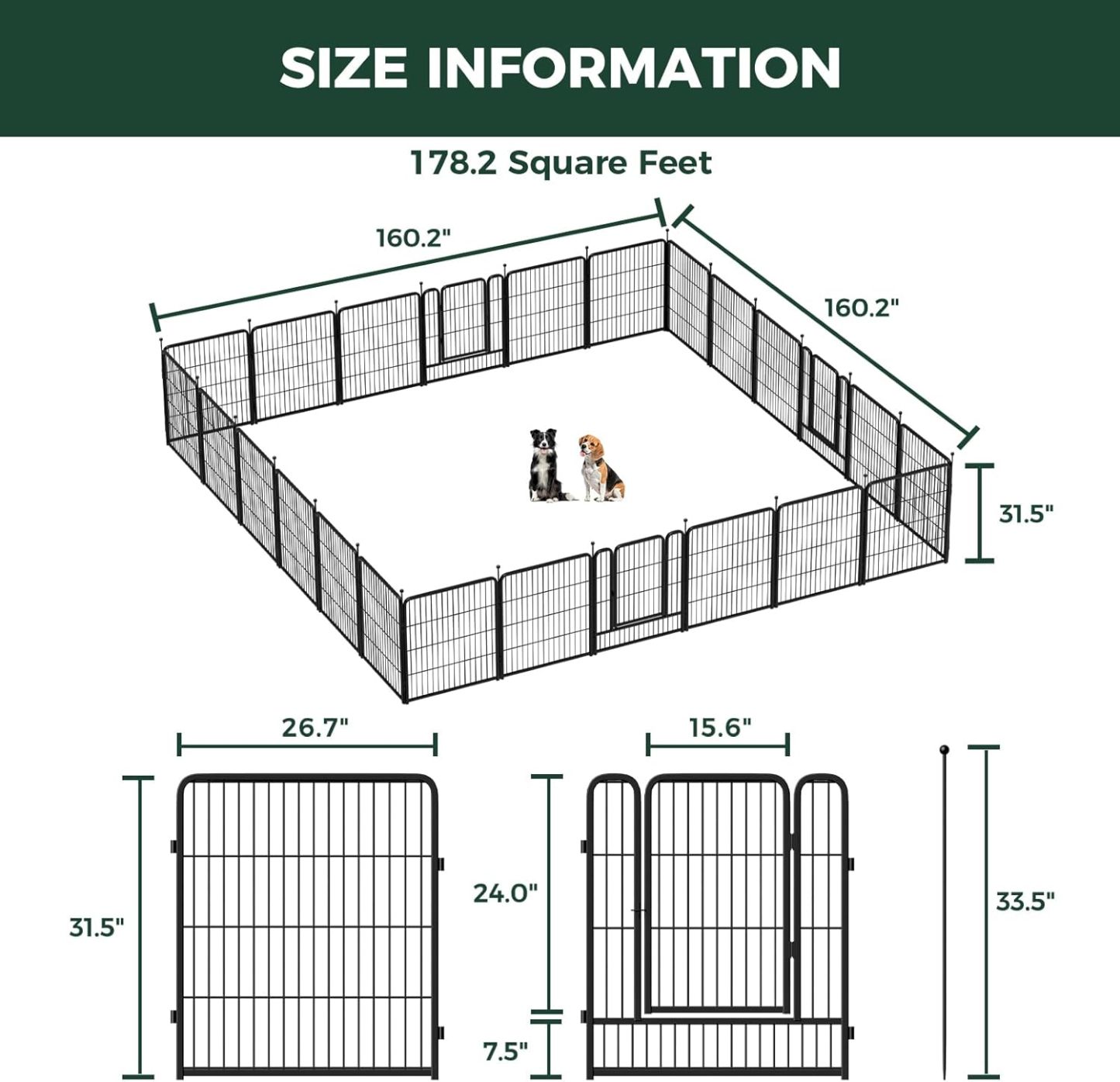FXW Rollick Corral para Perros para Patio, RV Camping│Patentado, 24 Pulgadas 8 Paneles