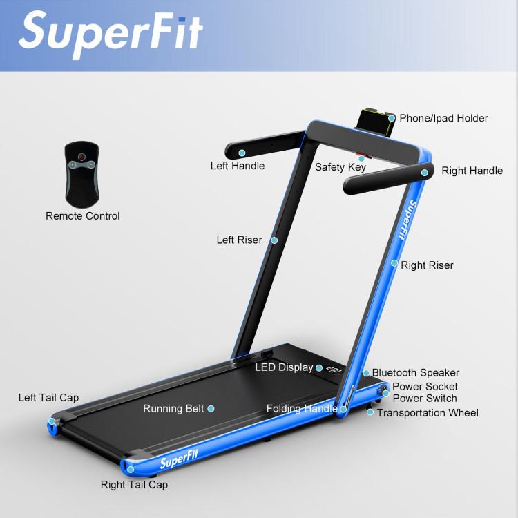 Caminadora plegable 7.5 MPH con app inteligente Bluetooth, control remoto y manija desmontable para casa y oficina