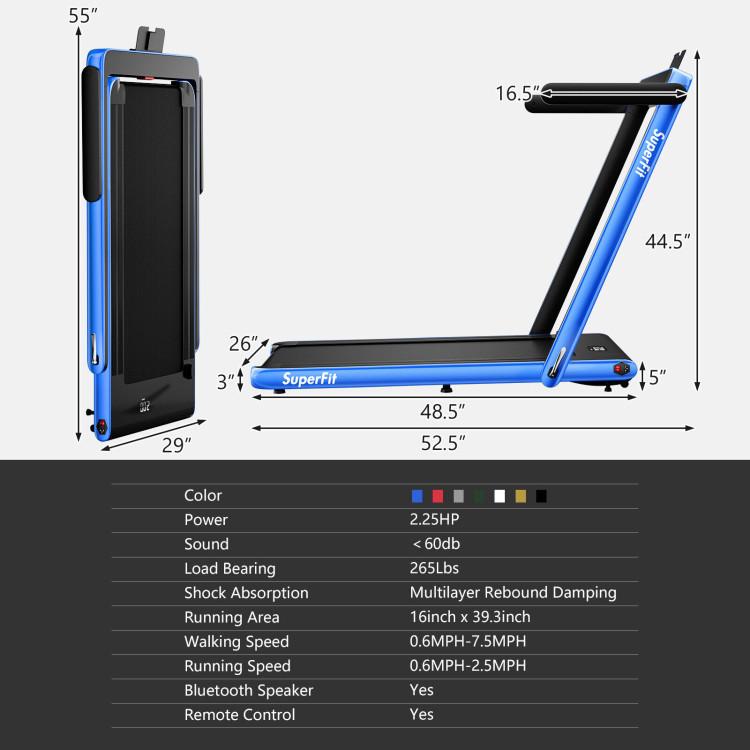 Caminadora plegable 7.5 MPH con app inteligente Bluetooth, control remoto y manija desmontable para casa y oficina