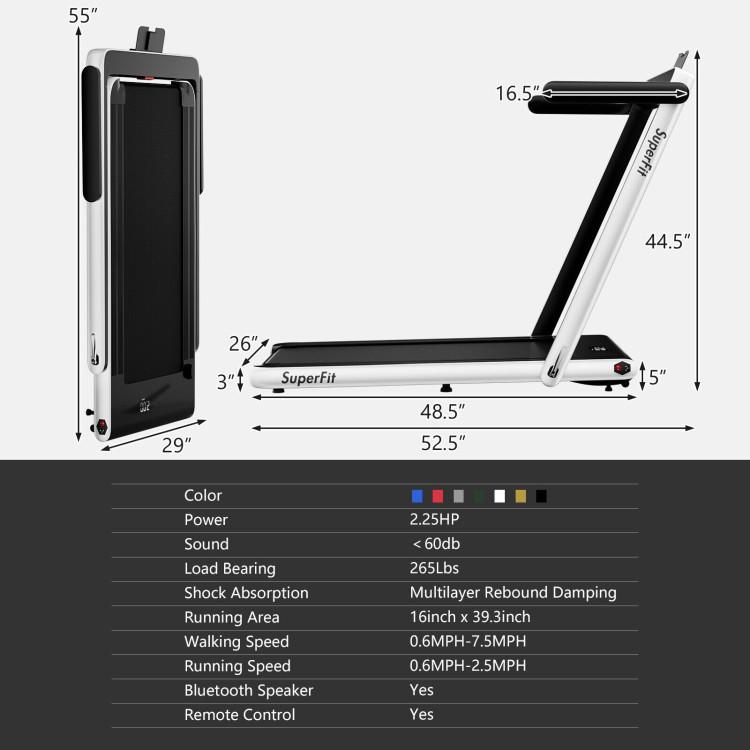 Caminadora plegable 7.5 MPH con app inteligente Bluetooth, control remoto y manija desmontable para casa y oficina