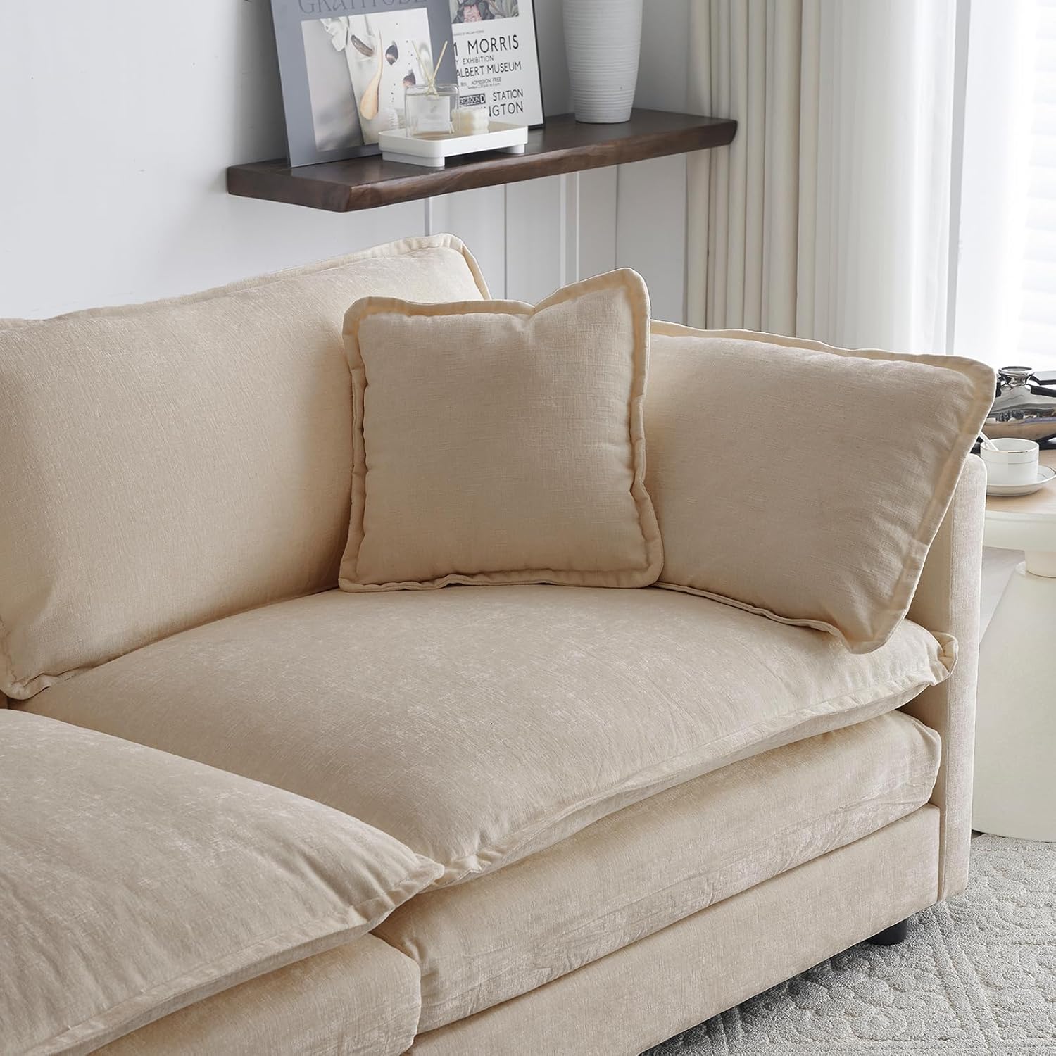 Neylory - Sofá de dos plazas con 2 almohadas para sala de estar, recámara, departamento, 2 plazas de felpilla para asiento profundo