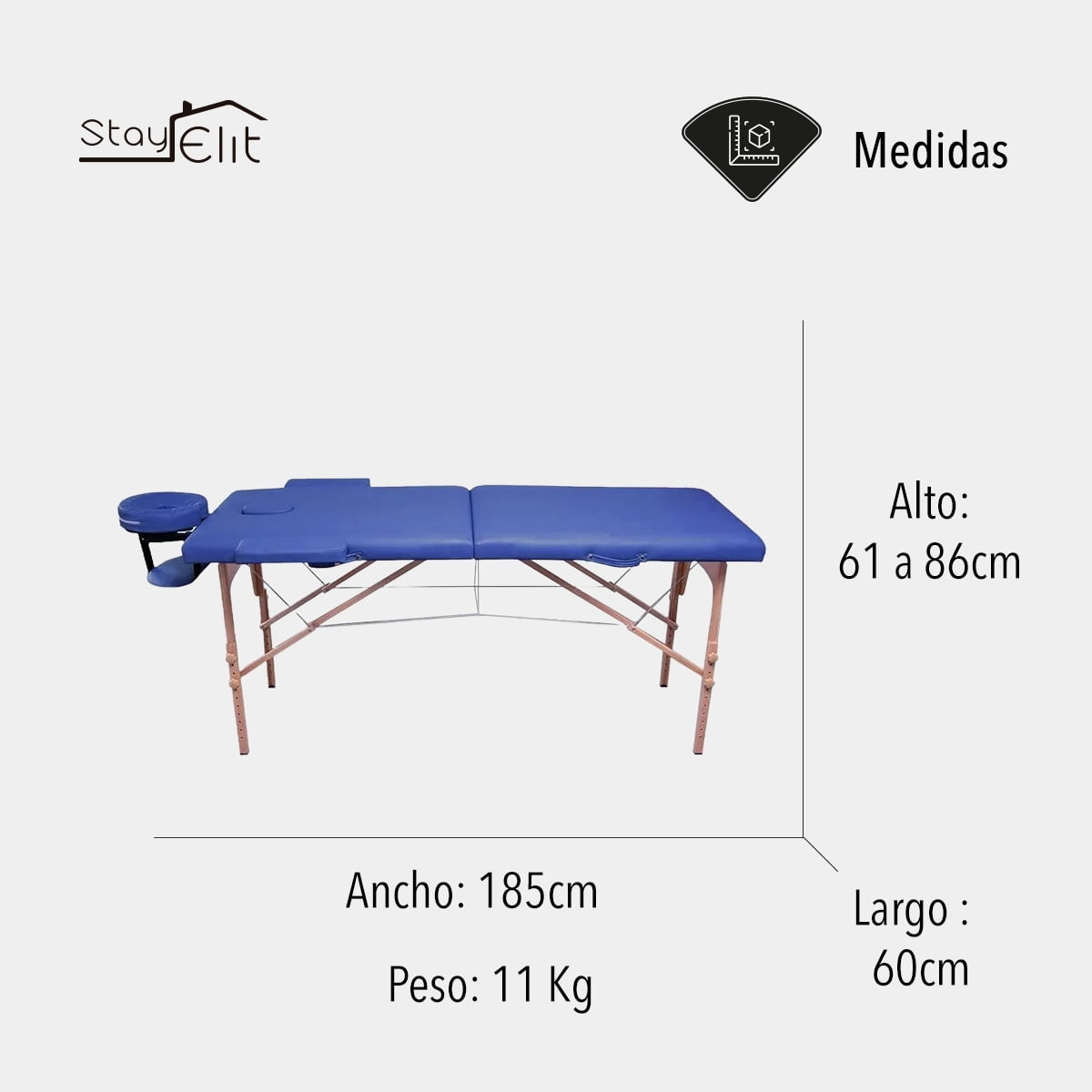 CAMILLA PARA MASAJE PLEGABLE PORTÁTIL Y RECLINABLE COLOR NEGRO LENIVÉ LENIVE CAMA-1N