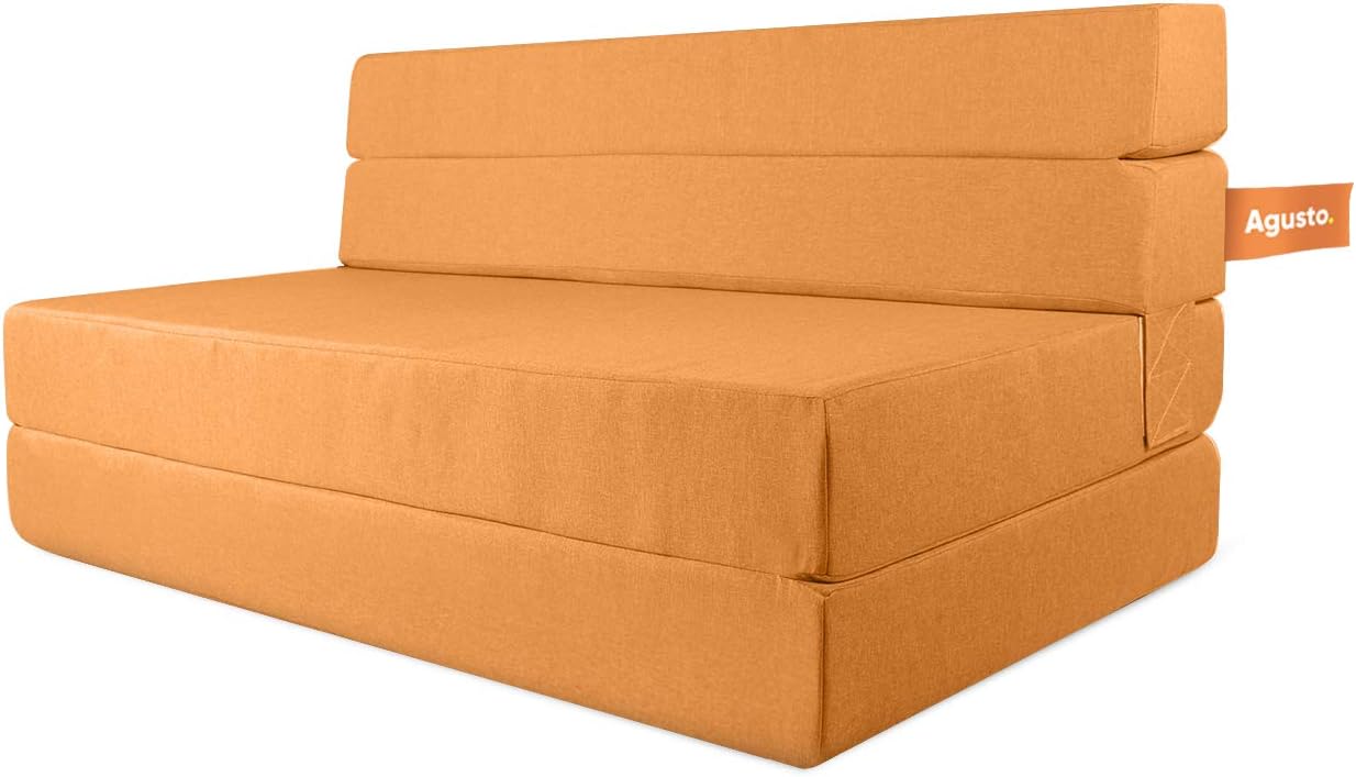 AGUSTO Sofá Cama Matrimonial Multifunción Colchon Plegable Futon Chaise Sillon Puff (Gris Oxford)