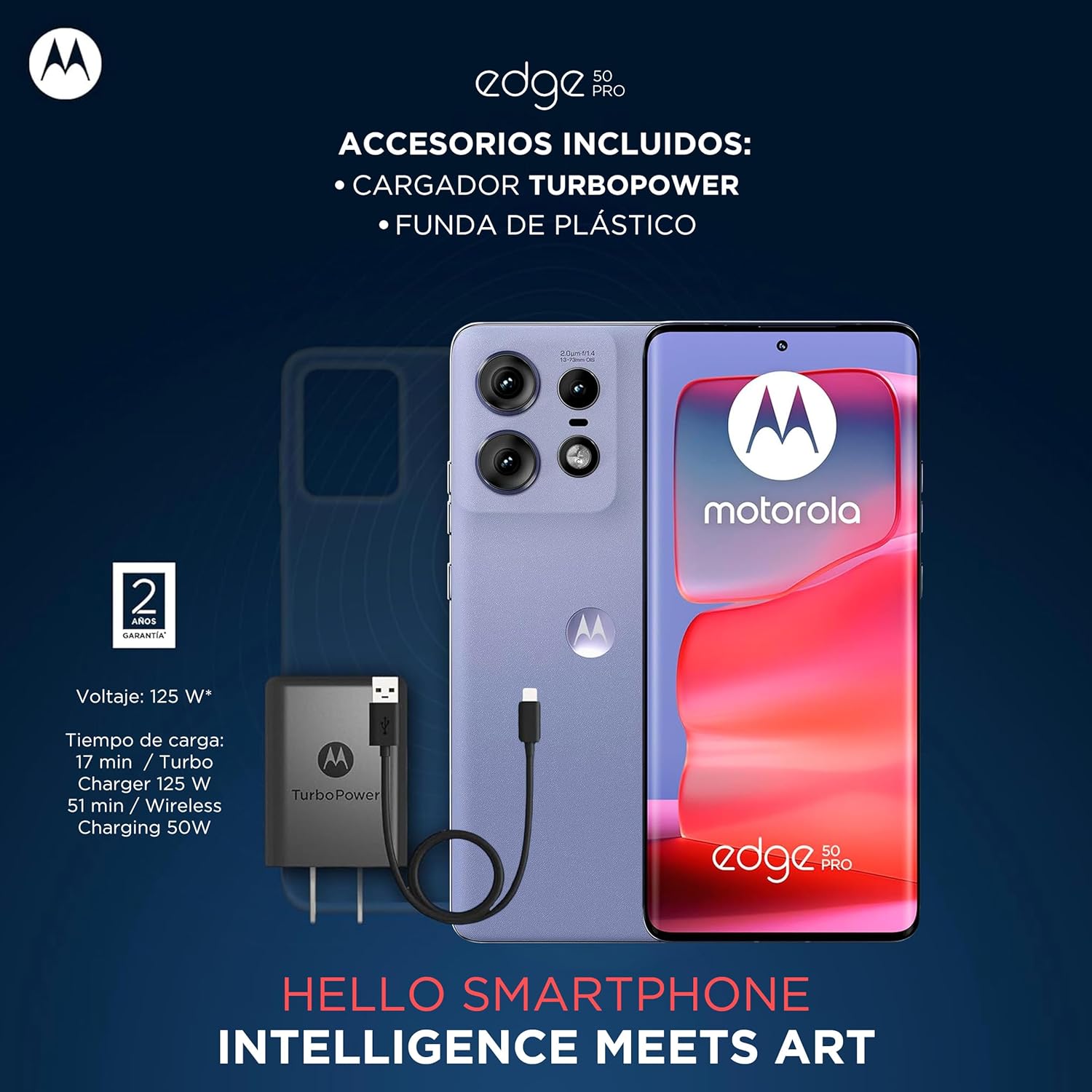 motorola Moto Edge 50 Pro - 512 GB Memoria, 12 GB RAM, Celular Desbloqueado, 1 Año de Garantía - Negro