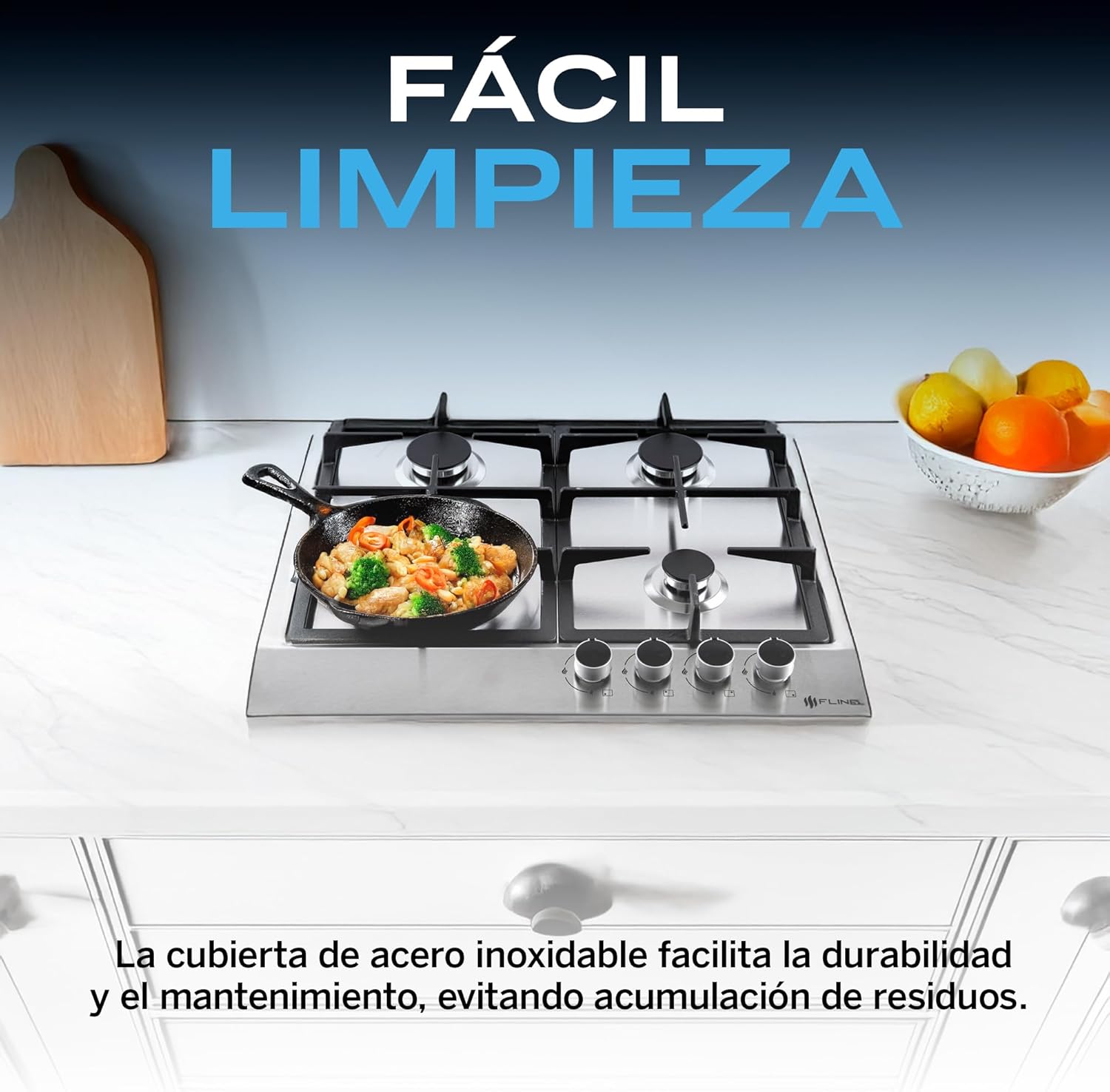 Parrilla De Gas Empotrable 4 Quemadores | Acero Inoxidable | Gas LP Y Gas Natural | Encendido Electrónico | Estufa De Mesa | Parrilla De Inducción | Fácil Limpieza