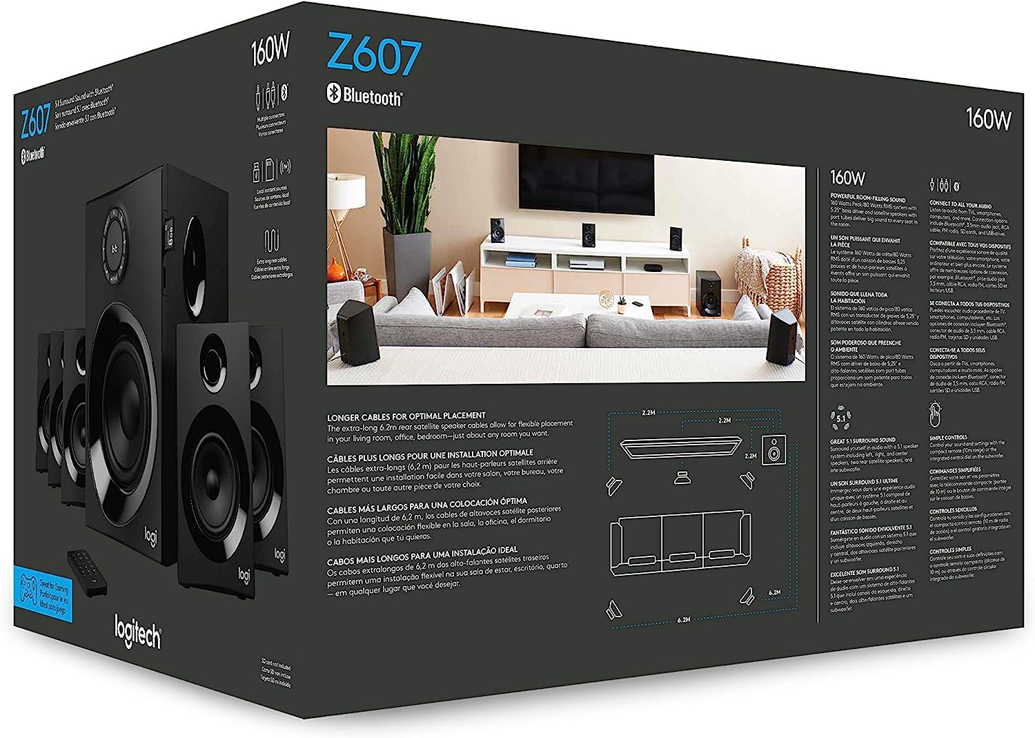 Logitech - Z607 - Sistema de audio 5.1 - Negro-----Cable de alimentación